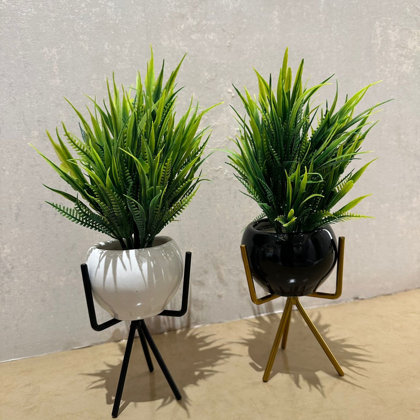 Luxury Ceramic Planters with Metal Stands