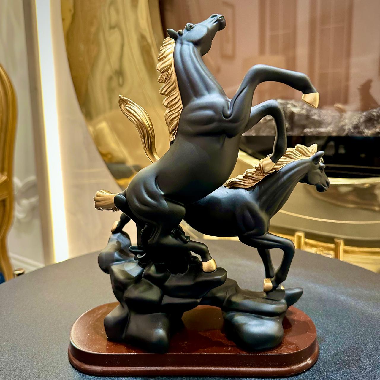 Premium Black Ceramic Horse Sculpture – Elegant Decor for Home & Office