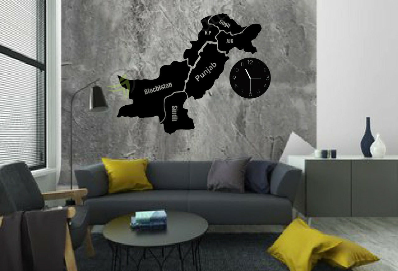 Pakistan Map Wall Clock with Rope Light (large)