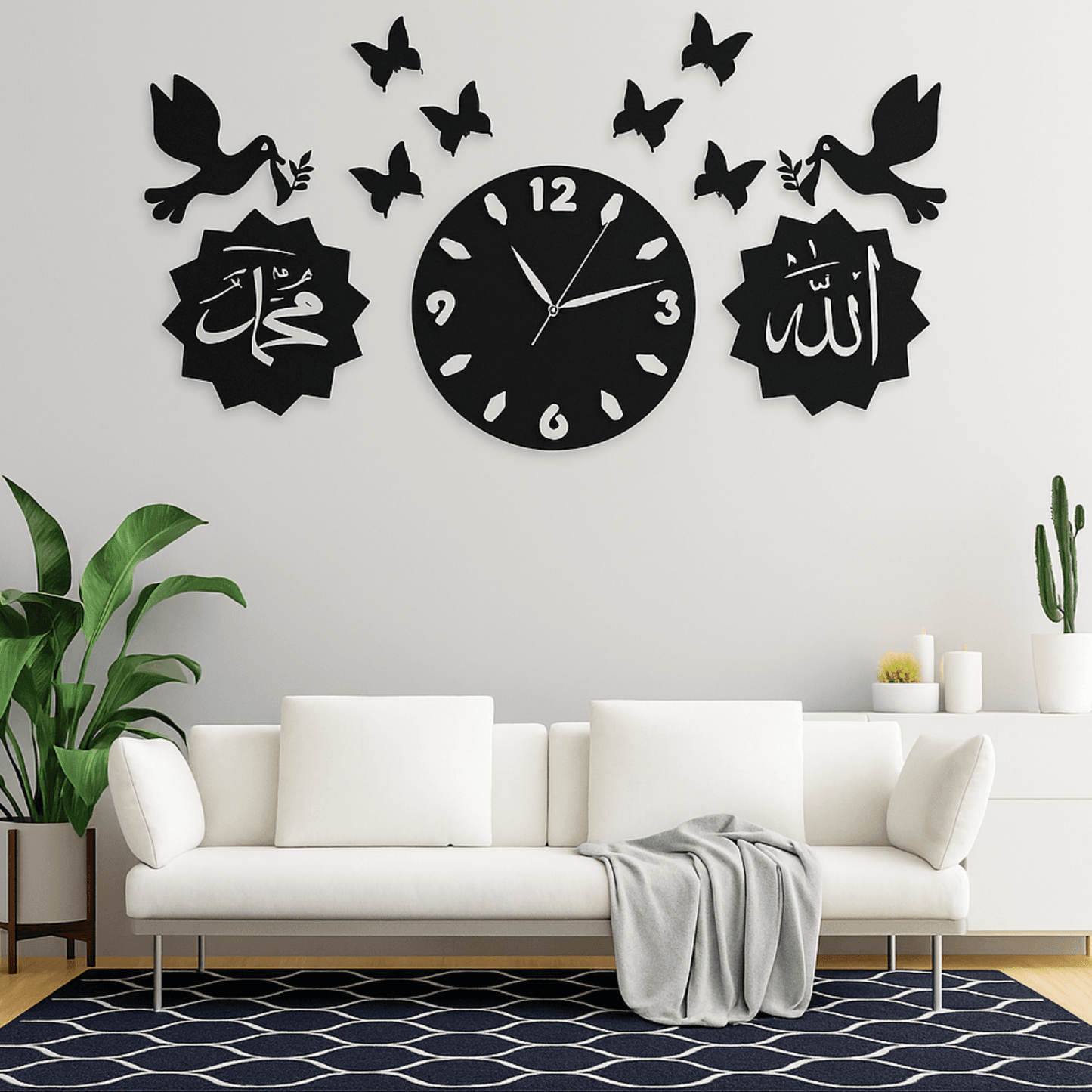3D Wooden Wall Clock 40 Inches Islamic Clock